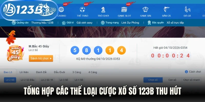 Tổng hợp các thể loại cược xổ số 123B thu hút